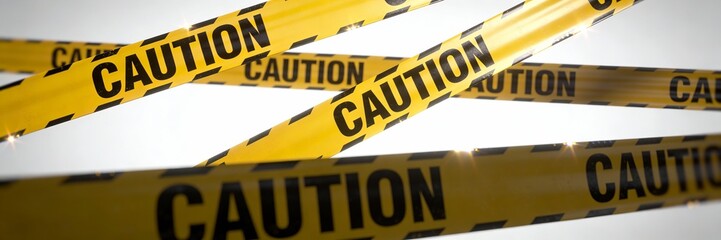 Caution Tape in Yellow with Black Text Overlay