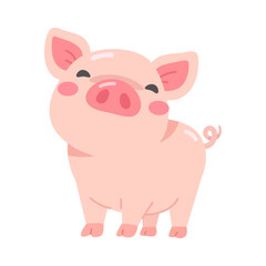 Fototapeta premium Delightful Piglet Portrait A Cute, Animated Pink Pig with Cheerful Expression