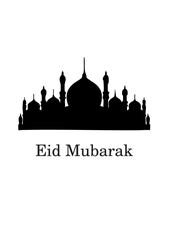 Eid Mubarak Mosque Silhouette - Islamic Celebration & Religious Holiday Greeting
