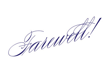 Farewell ! - Farewell!（さようなら！、ごきげんよう！）の文字の、美しい筆記体をイメージしたロゴマーク、カリグラフィー
