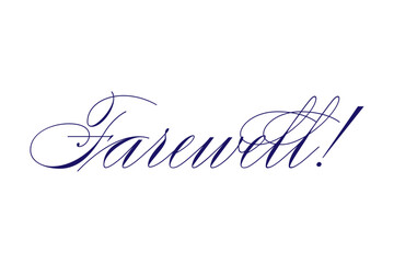 Farewell ! - Farewell!（さようなら！、ごきげんよう！）の文字の、美しい筆記体をイメージしたロゴマーク、カリグラフィー
