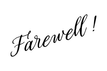 Farewell ! - Farewell!（さようなら！、ごきげんよう！）の文字の、美しい筆記体をイメージしたロゴマーク、カリグラフィー
