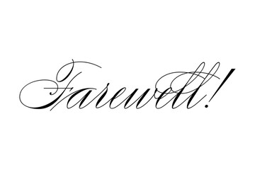 Farewell ! - Farewell!（さようなら！、ごきげんよう！）の文字の、美しい筆記体をイメージしたロゴマーク、カリグラフィー
