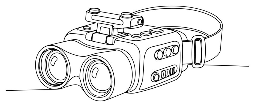 Continuous one line drawing of night vision goggles tactical head mounted device