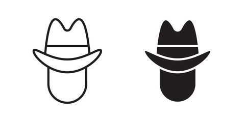Cowboy icon for web, design. Linear illustrations, editable strokes