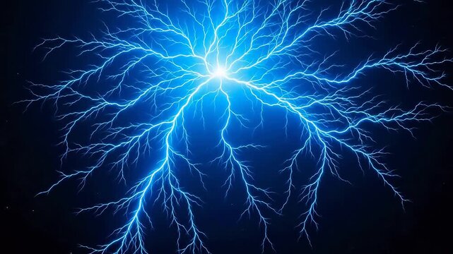 Blue electric lightning bolts