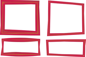 Obraz premium red color square and rectangle thickness geometric curve frames shapes