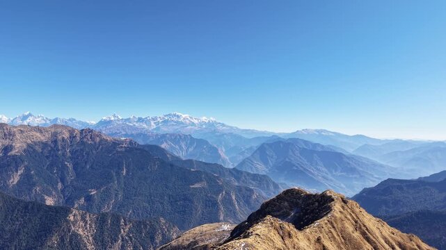Aerial View of Chandrashila Peak in the Garhwal Himalayas Uttarakhand India