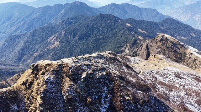 Aerial View of Chandrashila Peak in the Garhwal Himalayas Uttarakhand India