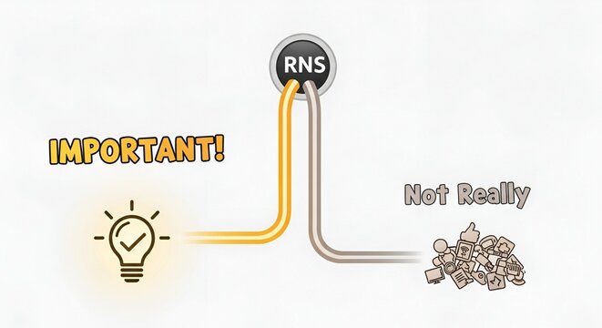 RNS Node Decision Diagram &mdash; Important vs Not Really Priority Concept Infographic