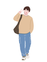 Fototapeta premium フラットイラスト 大学生 若者 ファッション