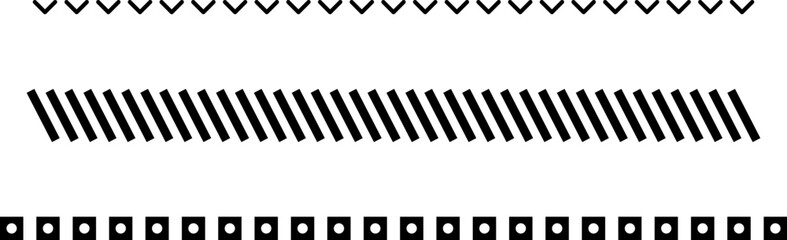 Slash line. Abstract dashed border divider set. Diagonal lines Border. Geometric print for caution tape or barrier. Parallel stripes. Black pattern isolated on white background