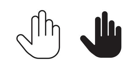 Obraz premium Raised hand icon for web, design. Linear illustrations, editable strokes