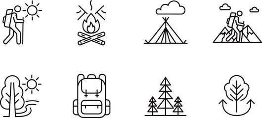 Fototapeta premium Outdoor adventure and nature icons
