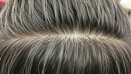Fototapeta premium Close-up of human head with white hair and part, illustrating aging and beauty