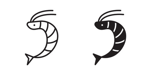 Obraz premium Shrimp icon for web, design. Linear illustrations, editable strokes