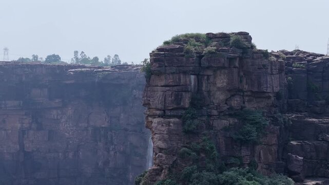 Aerial Slow Motion View of Chachai Waterfall in Rewa Madhya Pradesh India