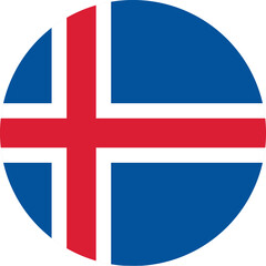 Obraz premium Iceland circle flag. Iceland flag vector. Flag of Iceland on white background