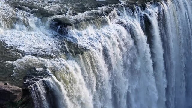 Aerial Slow Motion View of Chachai Waterfall in Rewa Madhya Pradesh India