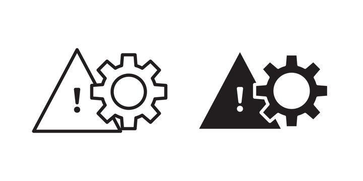 Technical warning icon for web, design. Linear illustrations, editable strokes