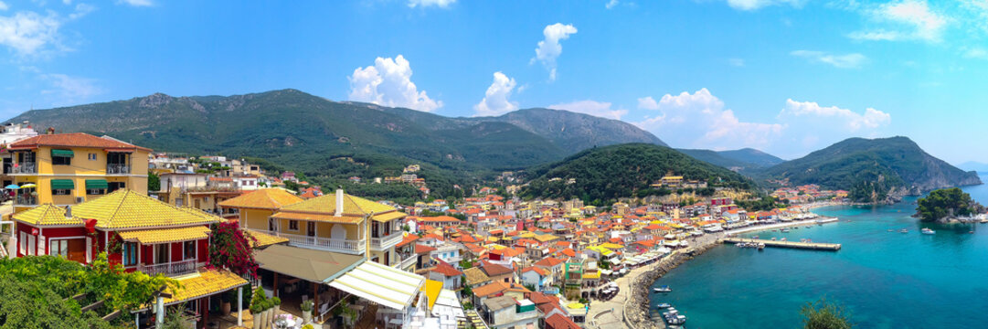 Panoramic view of Parga at Ionian sea, Greece