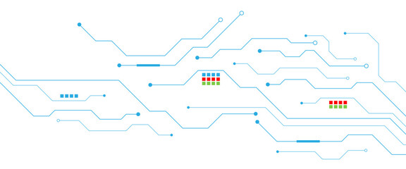 Dense Blue Circuit Board Pattern with Nodes on Black