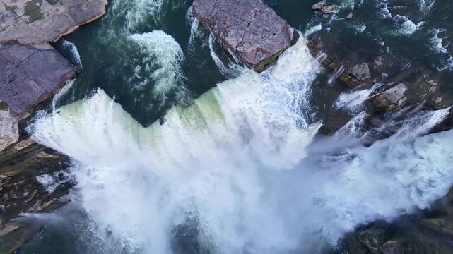 Aerial Slow Motion View of Chachai Waterfall in Rewa Madhya Pradesh India