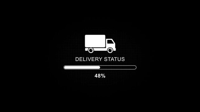 Delivery status loading animation truck progress bar shipping
