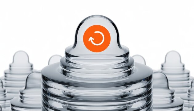 Focus on a featured first cached article in a progressive web app offline display sync status icon prominently visible with rest of the article list gently blurred.