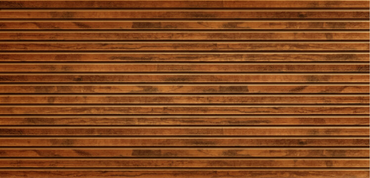 Wooden planks pattern, seamless horizontal wall panel with natural grain texture. Realistic vector background, wood floor with brown timber, top view, retro interior design projects, rustic backdrop