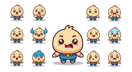 Obraz premium A vibrant collection of cartoon emojis expressing a wide range of emotions, from joy and love to anger and confusion.