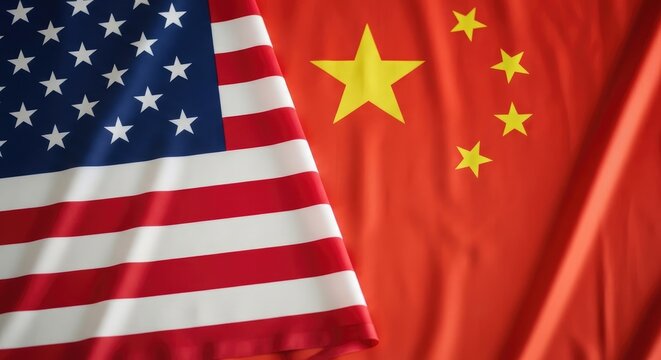 Usa flag and china flag together patriotic symbols on flag day united states