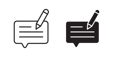 Obraz premium Writing feedback icon for web, design. Linear illustrations, editable strokes