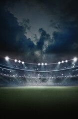 Naklejka premium textured soccer game field with isolated, free copy space background - stadium center, midfield. Poster.