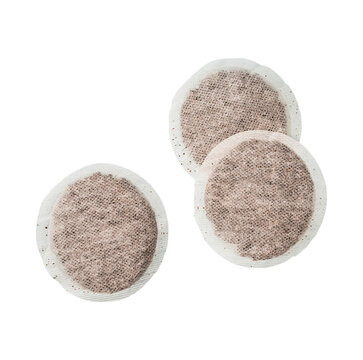 Three Round Tea Bags Isolated on Transparent Background