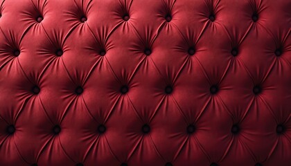 Fototapeta premium Deep red velvet fabric with tufted diamond pattern. Soft smooth textile surface provides rich luxurious texture ideal for backgrounds and design elements.