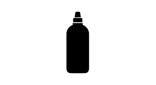 Black Sriracha Bottle Icon Silhouette, Isolated on White Background