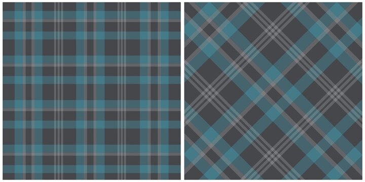 Teal and Grey Plaid Seamless Patterns