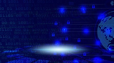Fototapeta premium Technology background digital cyber security with network globe for IT maintenance and web presentation