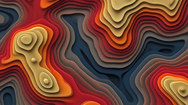 Chromatic Stratification: A Multi-Dimensional Topographical Odyssey of Fluid Layers and Vibrant Earth Tones
