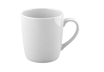 A white ceramic coffee mug with a handle isolated on transparent background