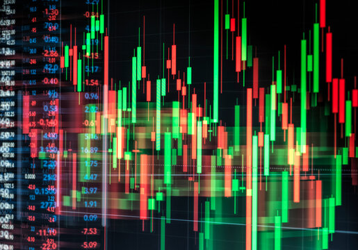Stock market trading graph and financial data on computer screen