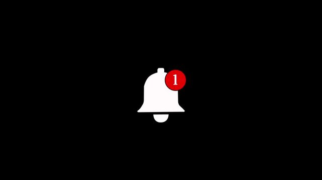 Animated new notification bell icon on black background. A modern outline animated icon of notification bell alert