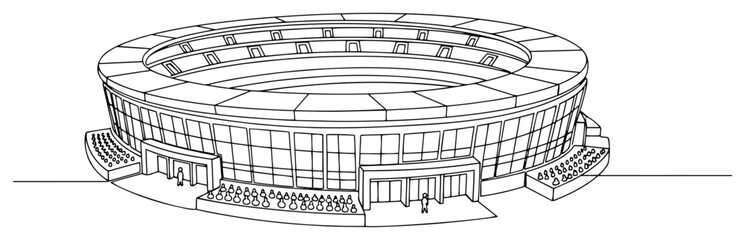 Perspective view of modern circular sports stadium arena line art vector © InsomniaVideo