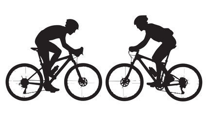 Fototapeta premium Cyclists in motion silhouette in dynamic pose with dramatic lighting on white background for sports illustration