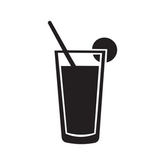 Juice glass icon with straw slice