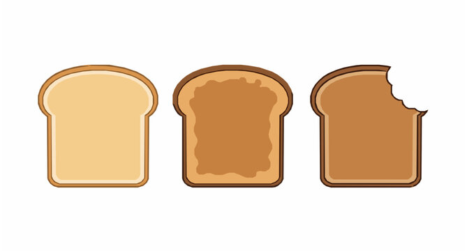 Three toast bread slices vector illustration white bread and toasted bread food set