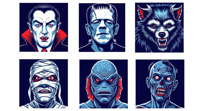 Classic Horror Monsters Collection: Dracula, Frankenstein, Werewolf, Mummy, Creature, Zombie