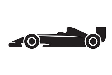 Fototapeta premium Simple vector silhouette of a Formula One racing car, designed with sleek aerodynamic lines that capture the speed and power of professional motorsport.