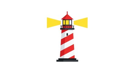 Cartoon lighthouse illustration vector design with red and white stripes